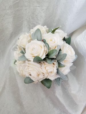Silk rose bouquet with greeneries, customizable - Image 5