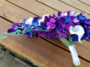Cascading galaxy purple blue orchid bouquet - Image 4