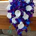Cascading galaxy purple blue orchid bouquet