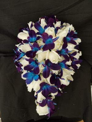 Rose and galaxy orchid bridal bouquet