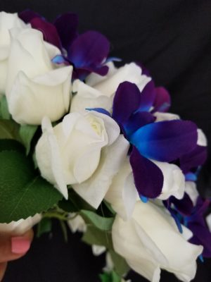 Rose and galaxy orchid bridal bouquet - Image 3