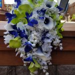 Navy and lime cascading bouquet