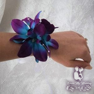 Galaxy orchid wrist corsage