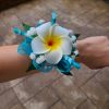 Cascading turquoise orchid, calla and plumeria beach wedding bouquet - Image 11
