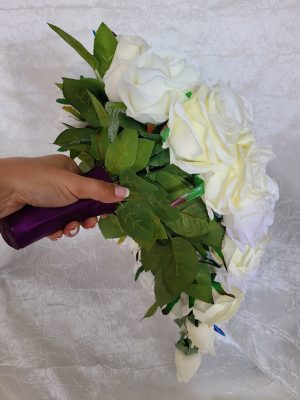 Cascading rose bouquet with orchid accent - Image 5