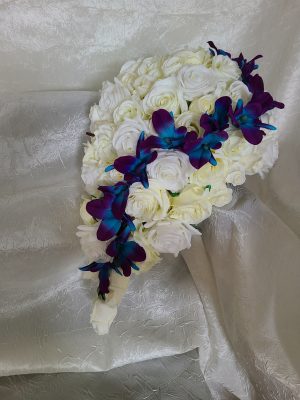Cascading rose bouquet with orchid accent - Image 2
