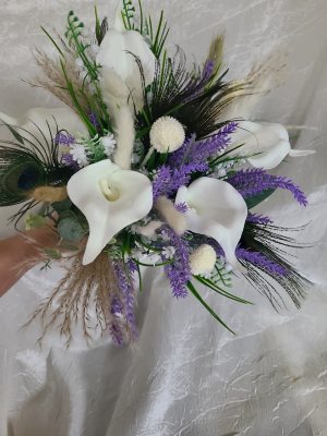 Lavender, lilies of the valley pampas grass bouquet