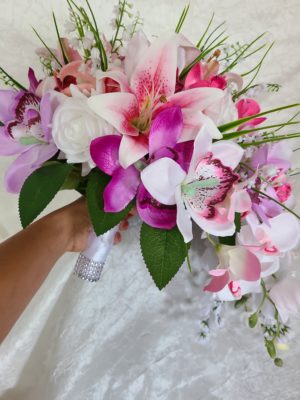 Pink, fuchsia and lavender cascading bouquet set - Image 3