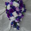 Cascading silk rose and galaxy orchid bridal bouquet - Image 2