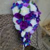 Cascading silk rose and galaxy orchid bridal bouquet - Image 3