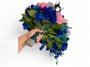 Bridal bouquet blue, teal, purple and pink - Image 2