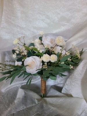 Ivory peonies, roses, eucalyptus bridal bouquet - Image 9