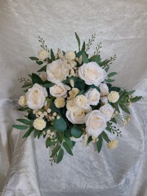 Ivory peonies, roses, eucalyptus bridal bouquet - Image 8