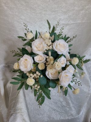 Ivory peonies, roses, eucalyptus bridal bouquet - Image 7