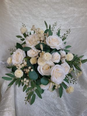 Ivory peonies, roses, eucalyptus bridal bouquet - Image 6