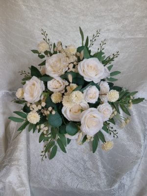 Ivory peonies, roses, eucalyptus bridal bouquet - Image 5