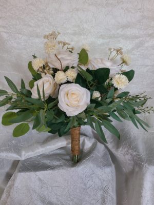 Ivory peonies, roses, eucalyptus bridal bouquet - Image 4