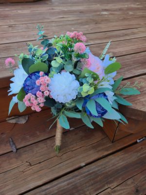 Pink and blue bridal bouquet - Image 12