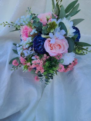 Pink and blue bridal bouquet - Image 6