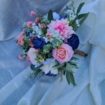 Pink and blue bridal bouquet