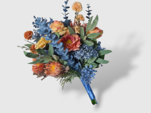 Dusty blue and peach bridal bouquet - Image 7