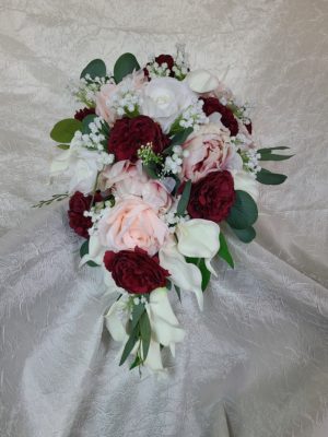 Wine & blush bridal bouquet - Image 12