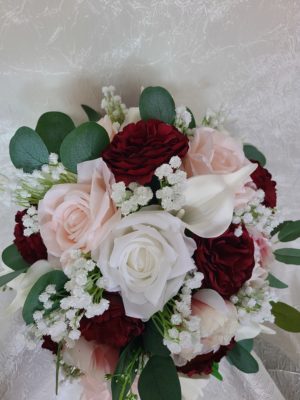 Wine & blush bridal bouquet - Image 11