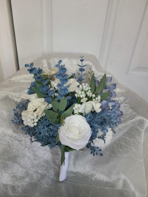 Dusty blue and white bridal bouquet - Image 13
