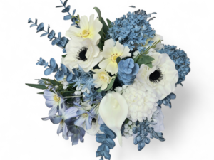 Dusty blue and white bridal bouquet - Image 9
