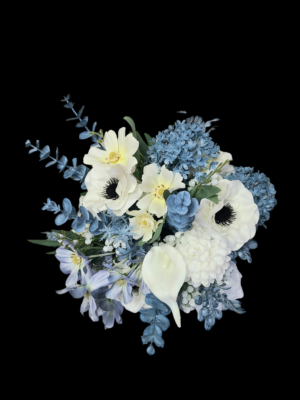 Dusty blue and white bridal bouquet