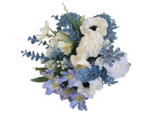 Dusty blue and white bridal bouquet - Image 6
