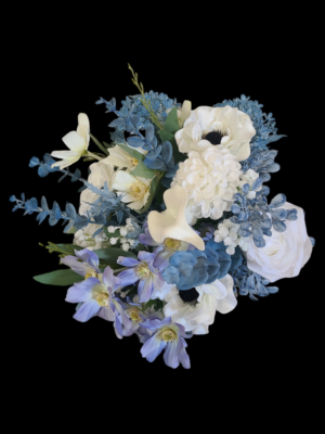 Dusty blue and white bridal bouquet - Image 5