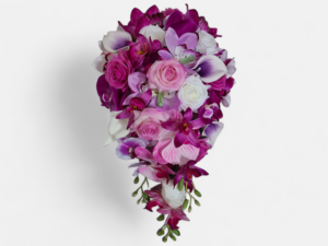 Fuchsia, lavender and white cascading bouquet - Image 9