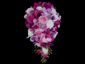 Fuchsia, lavender and white cascading bouquet - Image 3