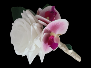 Fuchsia, lavender and white cascading bouquet - Image 5