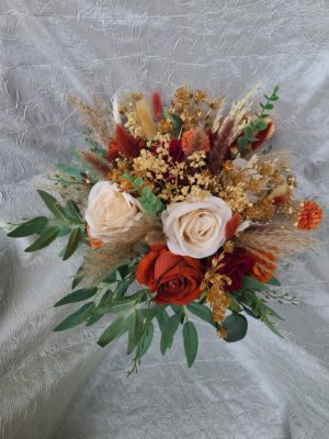 Autumn bouquet, burnt orange, wedding bouquet, gold, pampas grass bouquet, bridal bouquet, fall wedding - Image 8