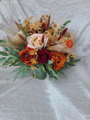 Autumn bouquet, burnt orange, wedding bouquet, gold, pampas grass bouquet, bridal bouquet, fall wedding - Image 9