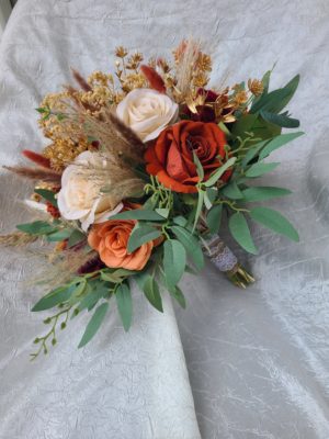 Autumn bouquet, burnt orange, wedding bouquet, gold, pampas grass bouquet, bridal bouquet, fall wedding - Image 6