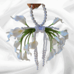 Calla lily adorned with pearls, adornment, trendy bouquet, 2025bride