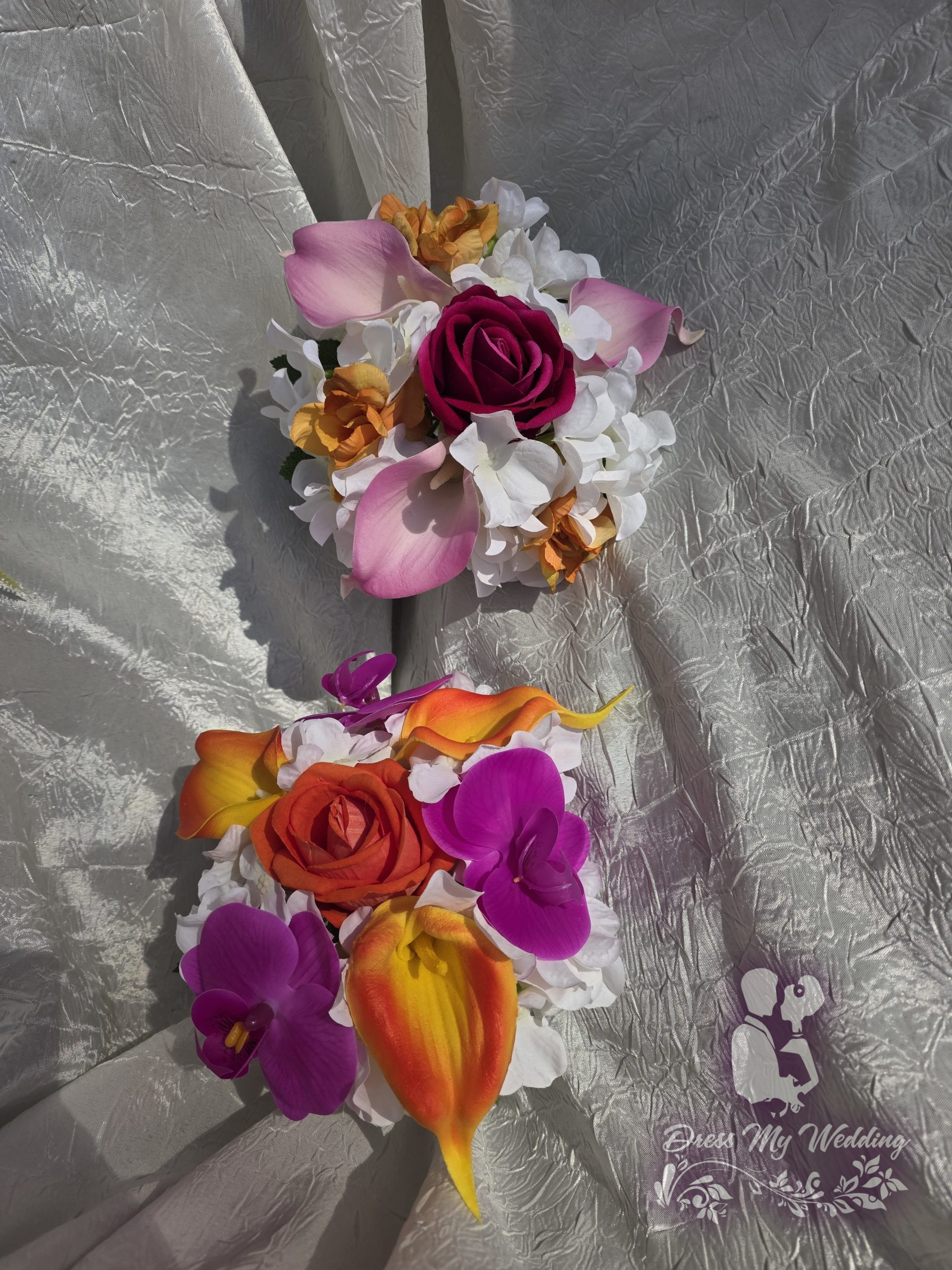 Orange and fuchsia destination wedding bouquet - Image 8