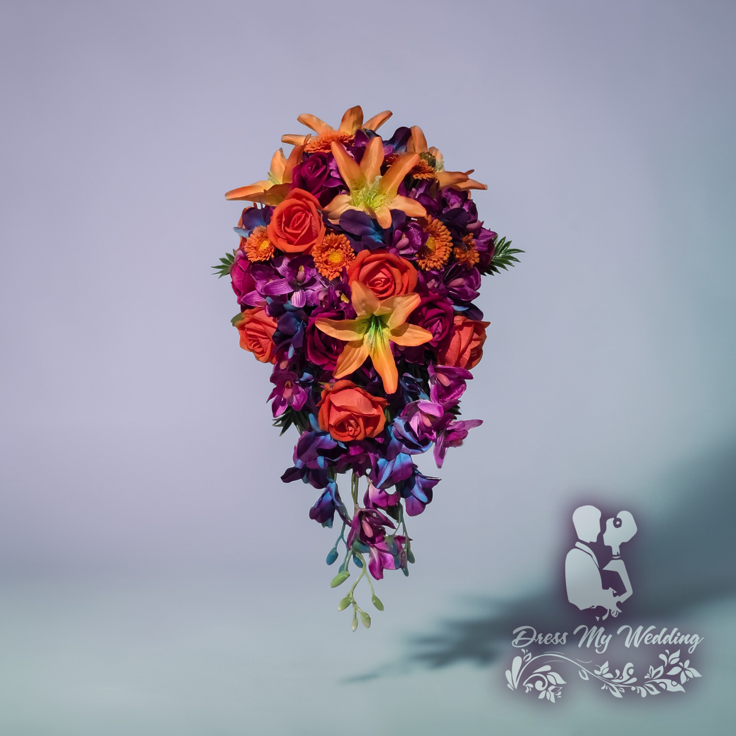 Orange and fuchsia destination wedding bouquet - Image 2