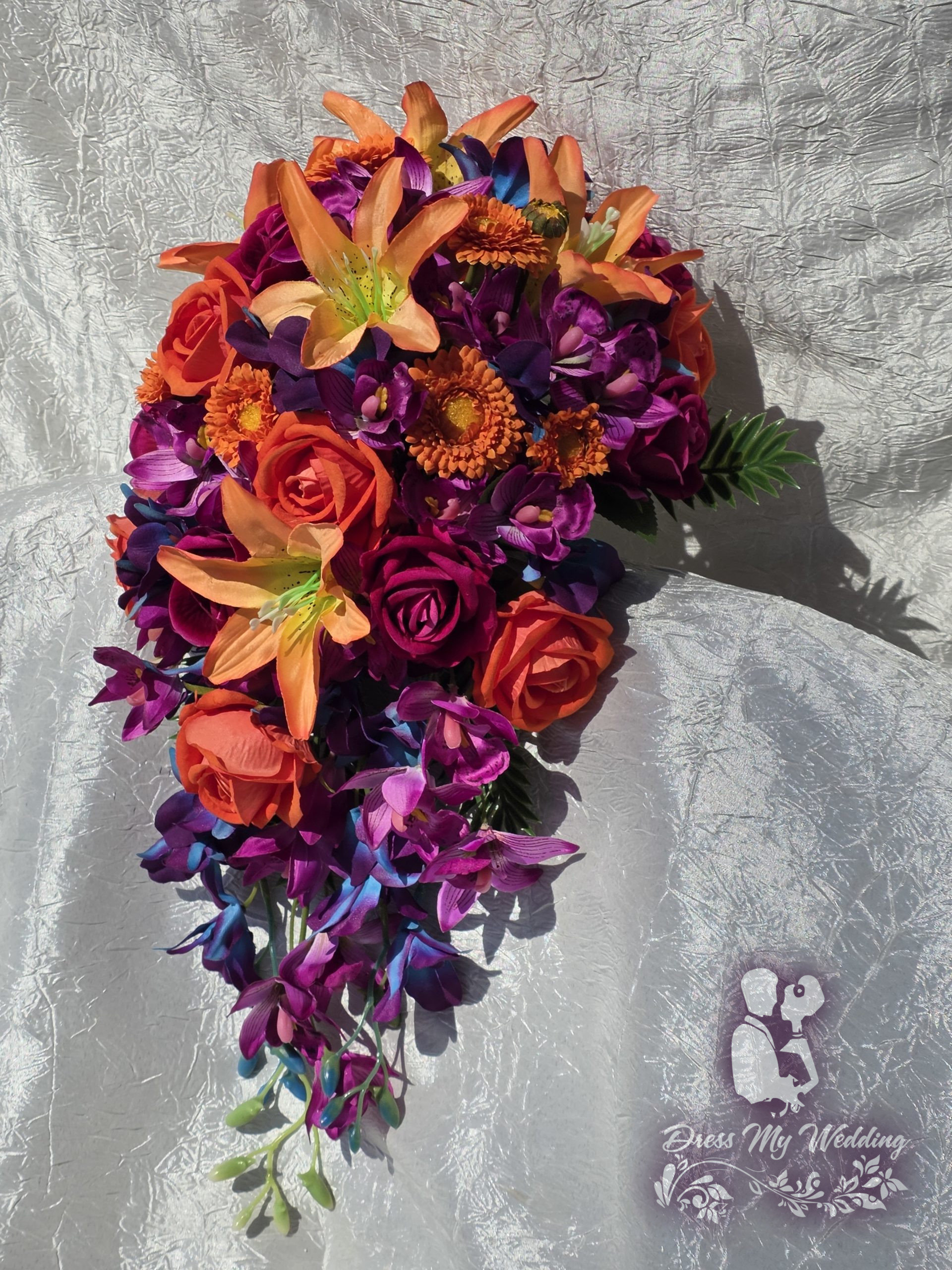 Orange and fuchsia destination wedding bouquet - Image 7